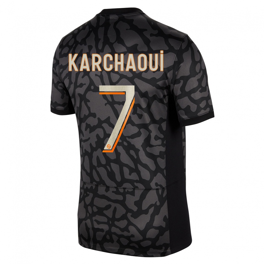 Kandiny Hombre Camiseta Sakina Karchaoui #7 Negro Equipación Tercera 2023/24 La Camisa México