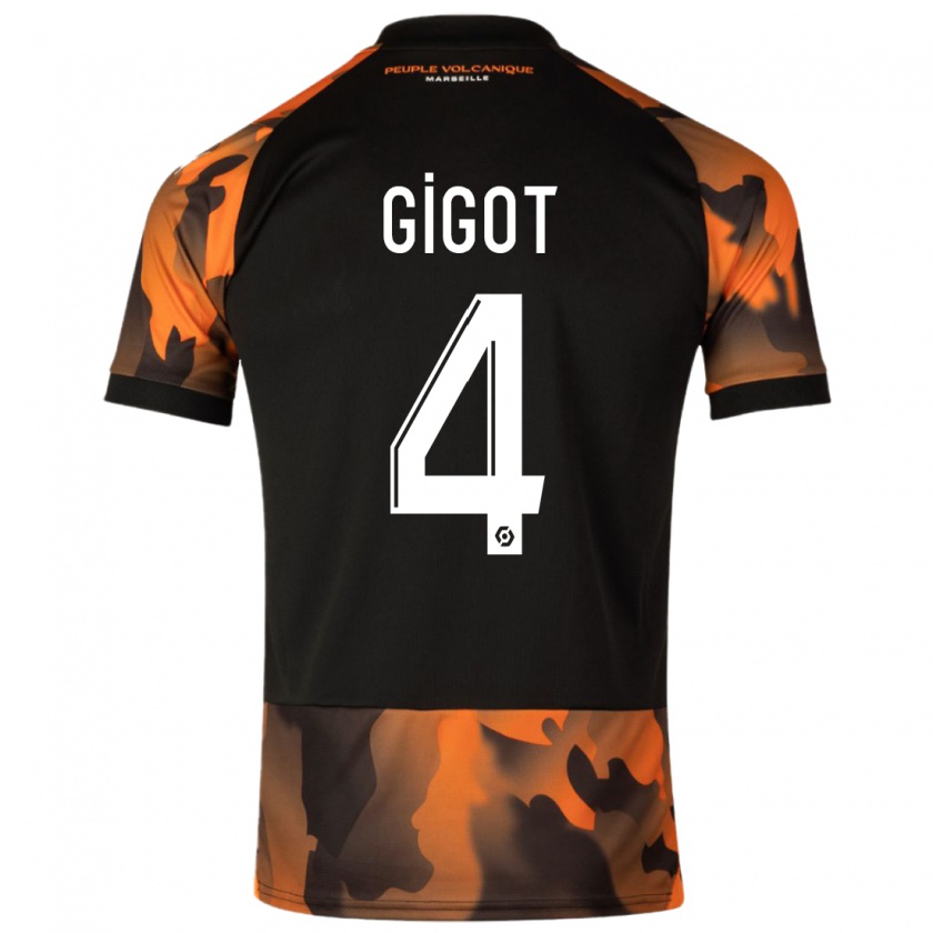 Kandiny Uomo Maglia Samuel Gigot #4 Nero Arancione Kit Gara Third 2023/24 Maglietta