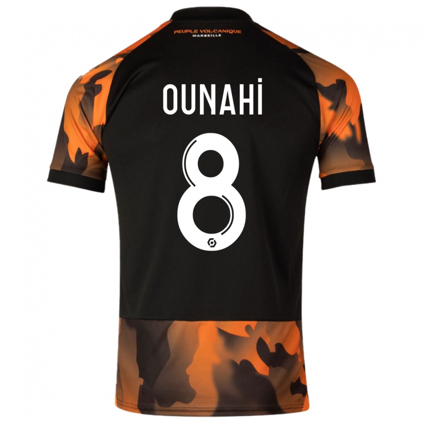 Kandiny Uomo Maglia Azzedine Ounahi #8 Nero Arancione Kit Gara Third 2023/24 Maglietta