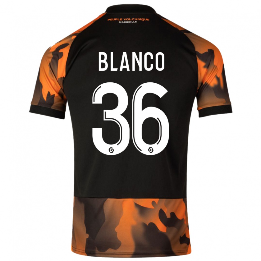 Kandiny Uomo Maglia Rubén Blanco #36 Nero Arancione Kit Gara Third 2023/24 Maglietta