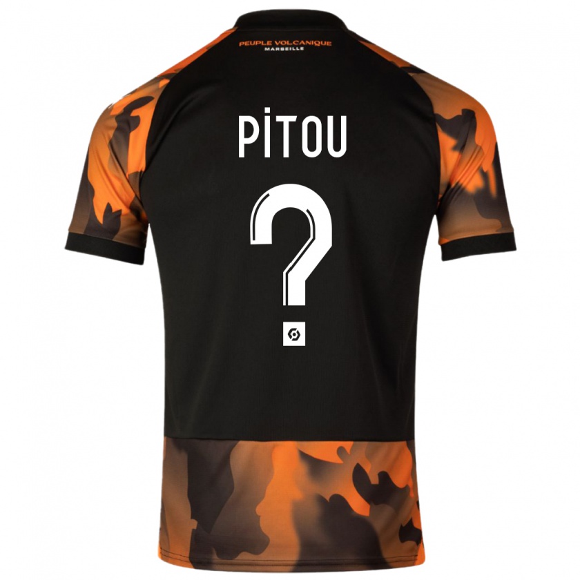 Kandiny Heren Jonathan Pitou #0 Zwart Oranje Thuisshirt Derde Tenue 2023/24 T-Shirt België