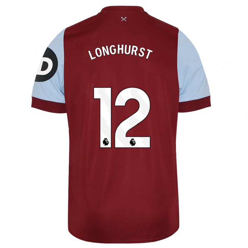 Kandiny Mujer Camiseta Kate Longhurst #12 Granate 1ª Equipación 2023/24 La Camisa