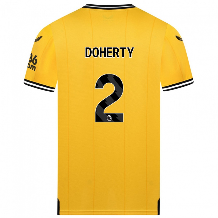 Kandiny Mujer Camiseta Matt Doherty #2 Amarillo 1ª Equipación 2023/24 La Camisa