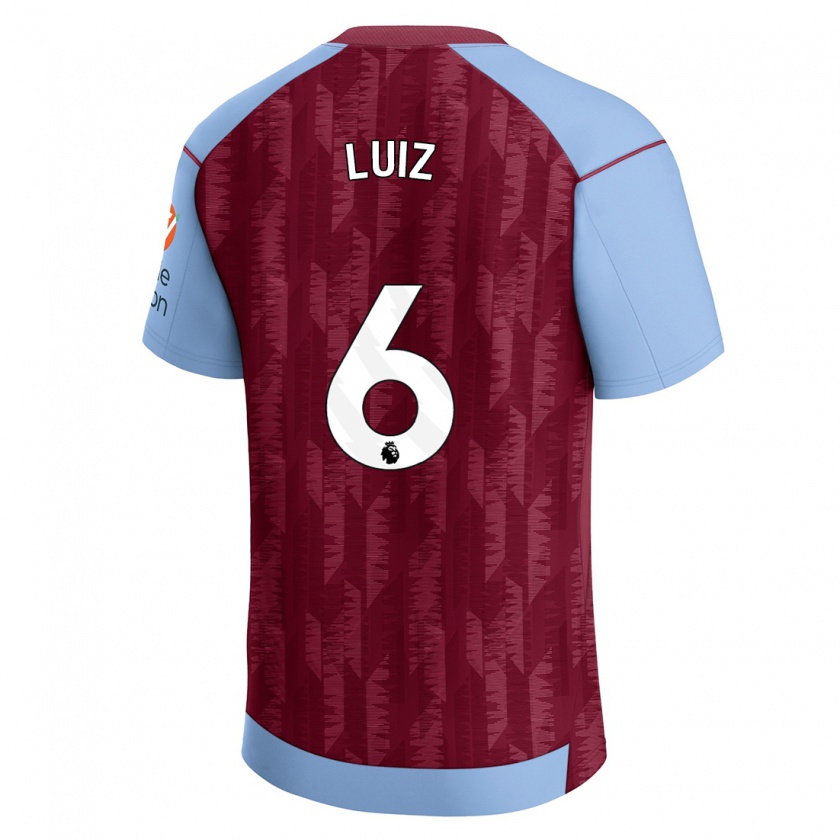 Kandiny Dames Douglas Luiz #6 Claret Blauw Thuisshirt Thuistenue 2023/24 T-Shirt België