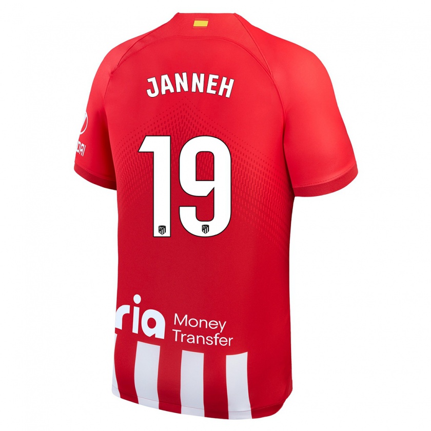 Kandiny Mujer Camiseta Omar Janneh #19 Rojo Blanco 1ª Equipación 2023/24 La Camisa