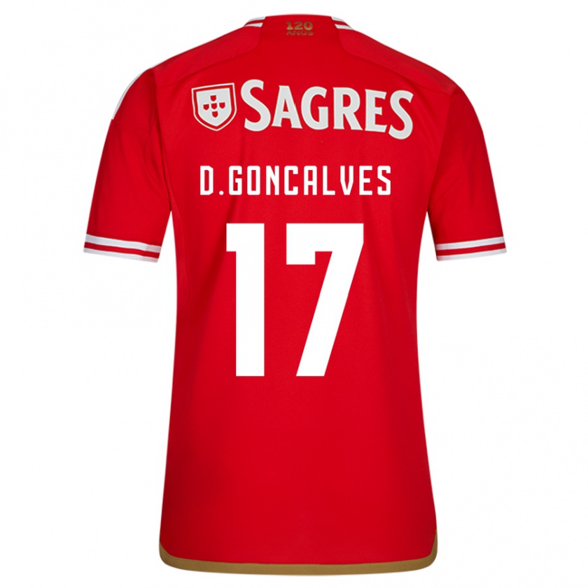 Kandiny Dames Diogo Goncalves #17 Rood Thuisshirt Thuistenue 2023/24 T-Shirt België