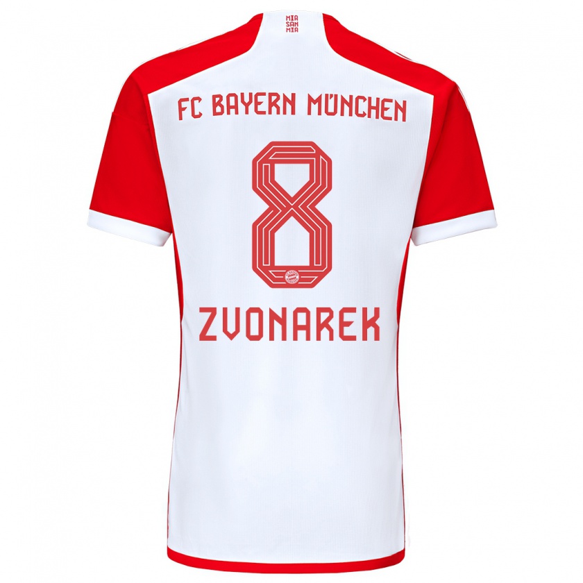 Kandiny Mujer Camiseta Lovro Zvonarek #8 Rojo Blanco 1ª Equipación 2023/24 La Camisa