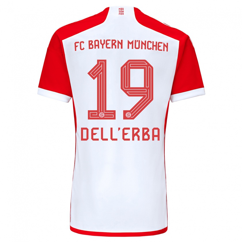 Kandiny Mujer Camiseta Davide Dell'erba #19 Rojo Blanco 1ª Equipación 2023/24 La Camisa