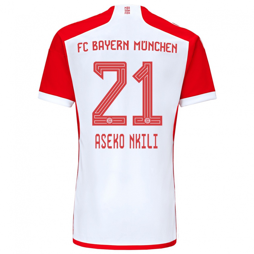 Kandiny Mujer Camiseta Noel Aseko Nkili #21 Rojo Blanco 1ª Equipación 2023/24 La Camisa