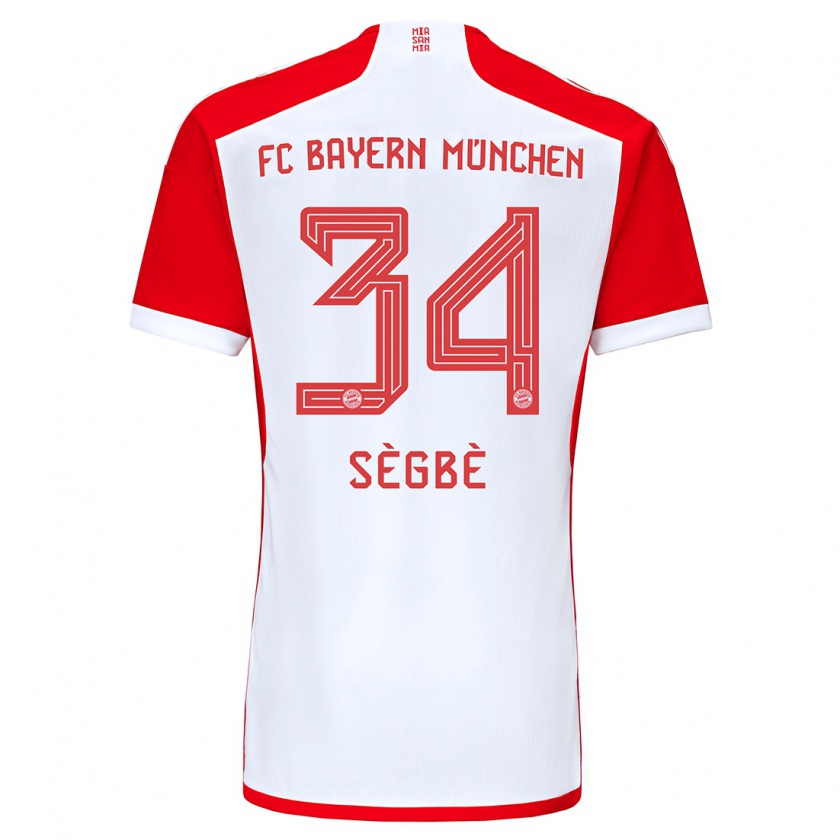 Kandiny Mujer Camiseta Désiré Sègbè #34 Rojo Blanco 1ª Equipación 2023/24 La Camisa