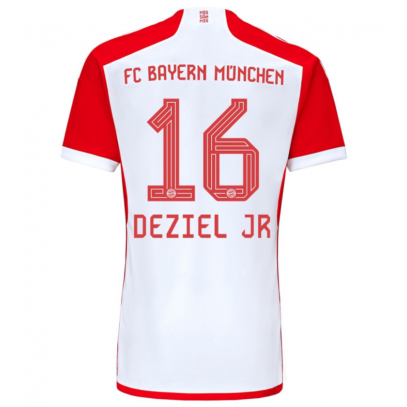 Kandiny Mujer Camiseta Robert Deziel Jr #16 Rojo Blanco 1ª Equipación 2023/24 La Camisa