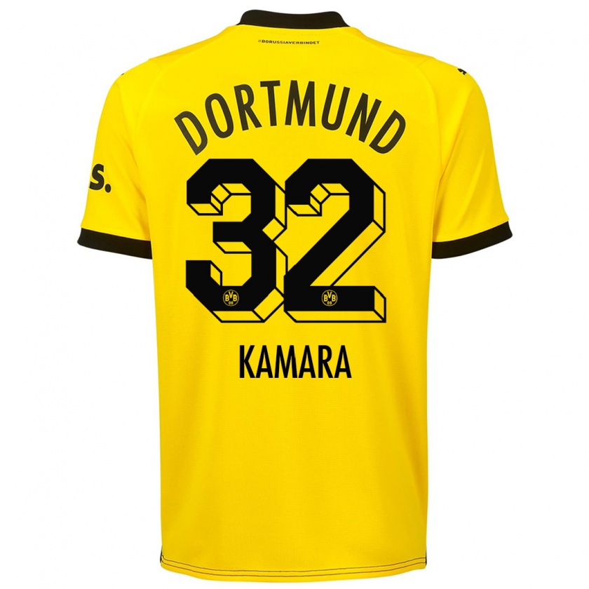 Kandiny Mujer Camiseta Abdoulaye Kamara #32 Amarillo 1ª Equipación 2023/24 La Camisa