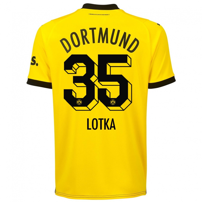 Kandiny Mujer Camiseta Marcel Lotka #35 Amarillo 1ª Equipación 2023/24 La Camisa