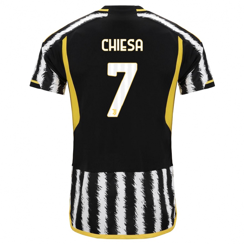 Kandiny Dames Federico Chiesa #7 Zwart Wit Thuisshirt Thuistenue 2023/24 T-Shirt België