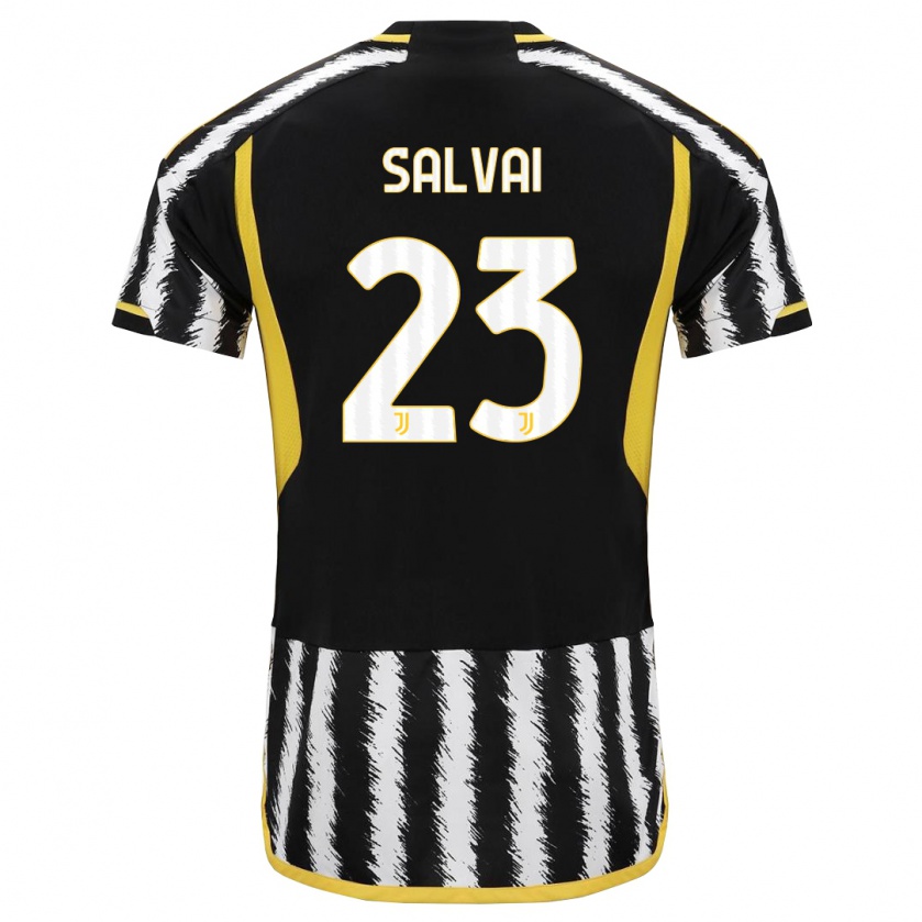 Kandiny Mujer Camiseta Cecilia Salvai #23 Blanco Negro 1ª Equipación 2023/24 La Camisa