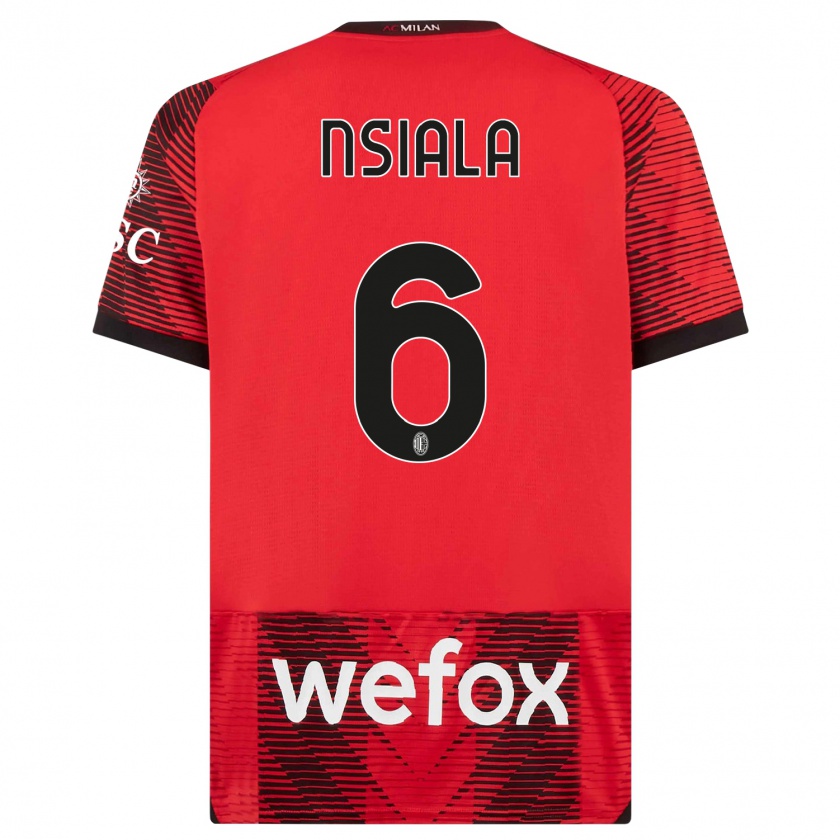 Kandiny Donna Maglia Clinton Nsiala #6 Rosso Nero Kit Gara Home 2023/24 Maglietta