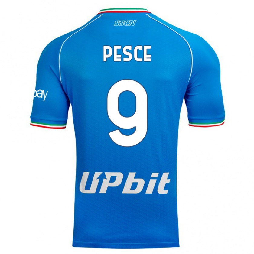 Kandiny Donna Maglia Antonio Pesce #9 Cielo Blu Kit Gara Home 2023/24 Maglietta