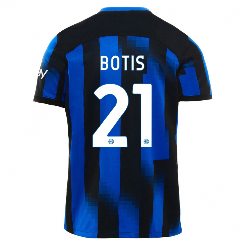 Kandiny Mujer Camiseta Nikolaos Botis #21 Azul Negro 1ª Equipación 2023/24 La Camisa