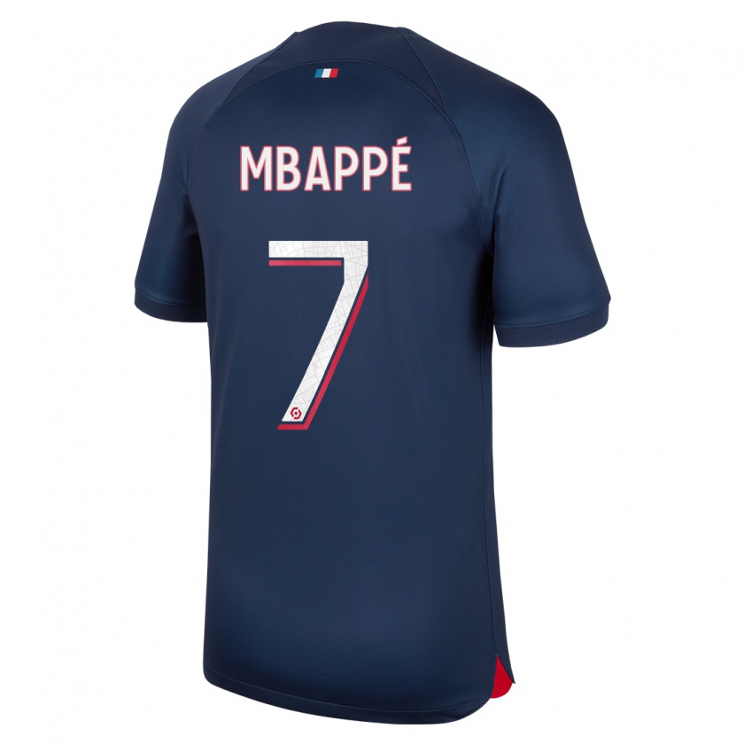 Kandiny Donna Maglia Kylian Mbappé #7 Blu Rosso Kit Gara Home 2023/24 Maglietta