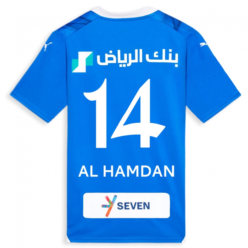 Kandiny Mujer Camiseta Abdullah Al-Hamdan #14 Azul 1ª Equipación 2023/24 La Camisa México