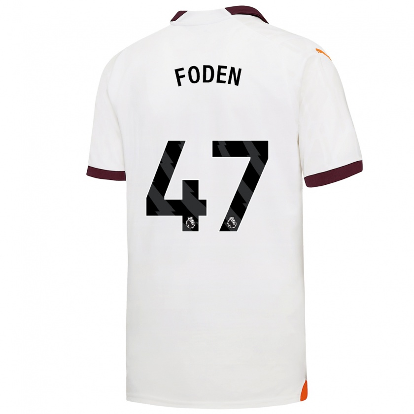 Kandiny Donna Maglia Phil Foden #47 Bianco Kit Gara Away 2023/24 Maglietta