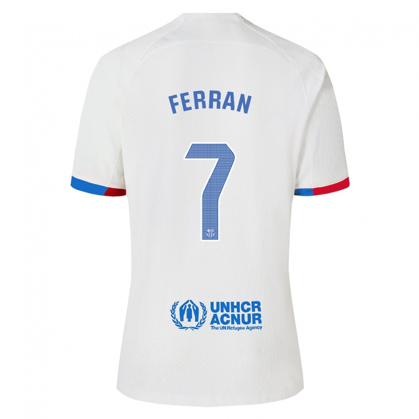 Kandiny Donna Maglia Ferran Torres #7 Bianco Kit Gara Away 2023/24 Maglietta