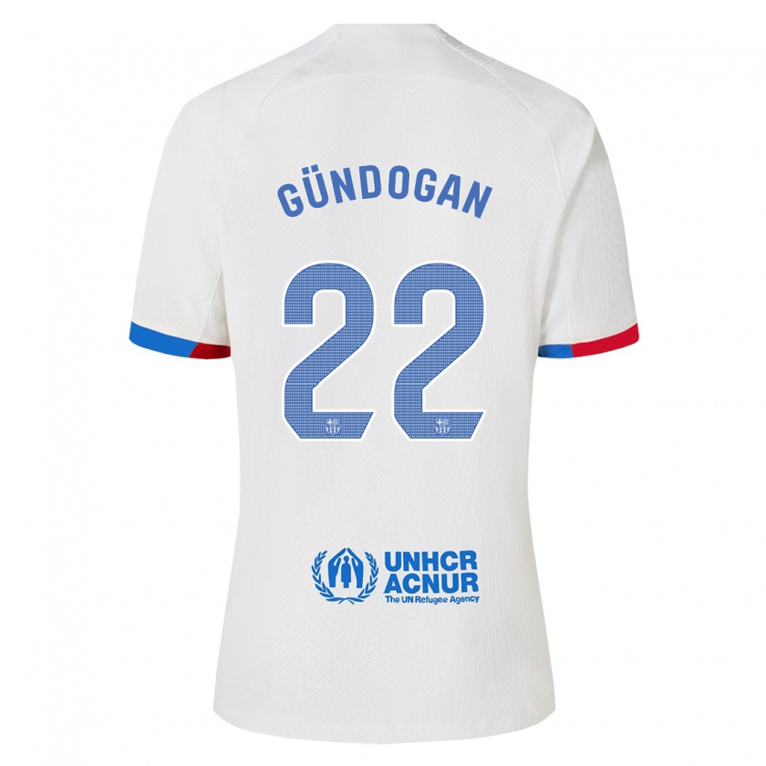 Kandiny Donna Maglia Ilkay Gündogan #22 Bianco Kit Gara Away 2023/24 Maglietta