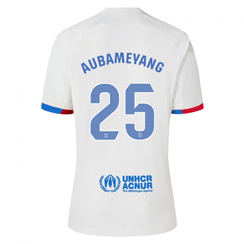 Kandiny Donna Maglia Pierre Emerick Aubameyang #25 Bianco Kit Gara Away 2023/24 Maglietta