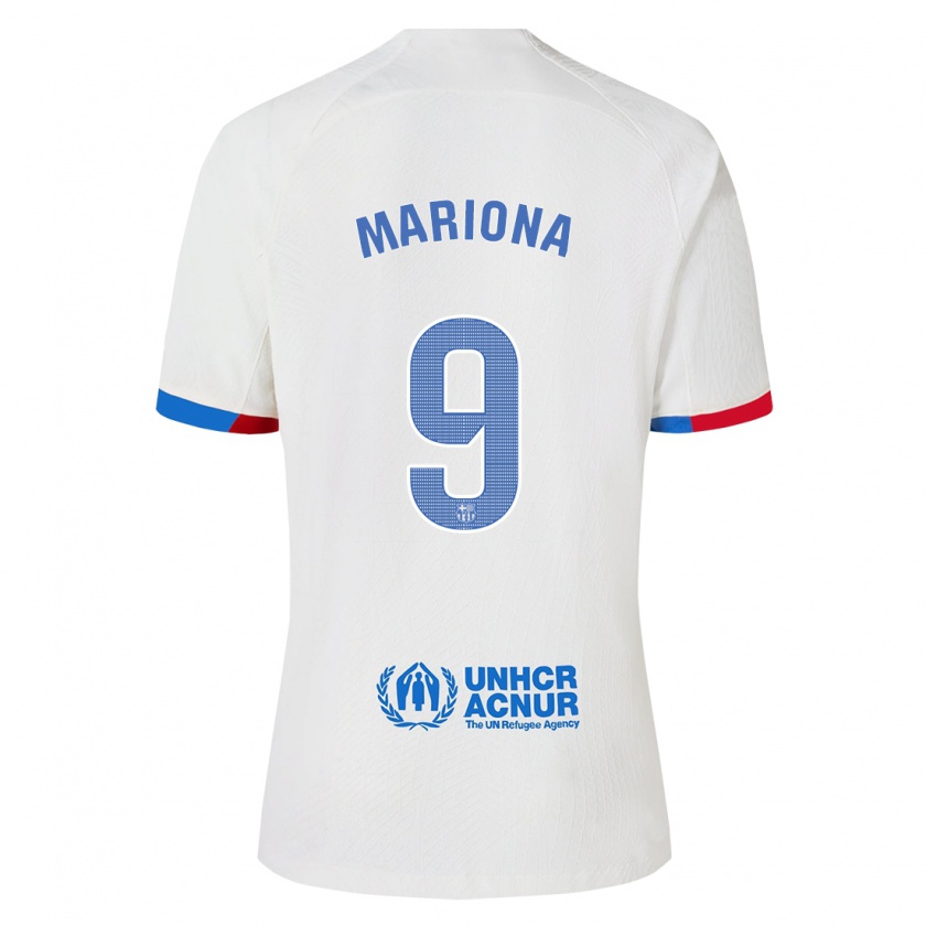 Kandiny Donna Maglia Mariona Caldentey #9 Bianco Kit Gara Away 2023/24 Maglietta