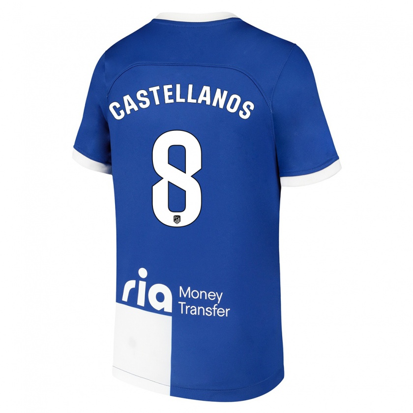 Kandiny Donna Maglia Jorge Castellanos #8 Blu Bianco Kit Gara Away 2023/24 Maglietta