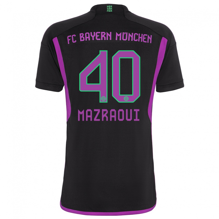 Kandiny Donna Maglia Noussair Mazraoui #40 Nero Kit Gara Away 2023/24 Maglietta