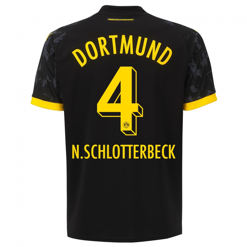 Kandiny Donna Maglia Nico Schlotterbeck #4 Nero Kit Gara Away 2023/24 Maglietta