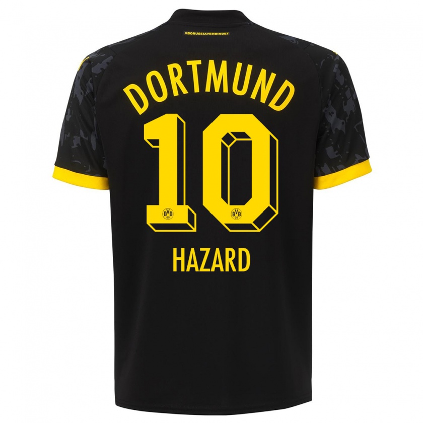 Kandiny Donna Maglia Thorgan Hazard #10 Nero Kit Gara Away 2023/24 Maglietta