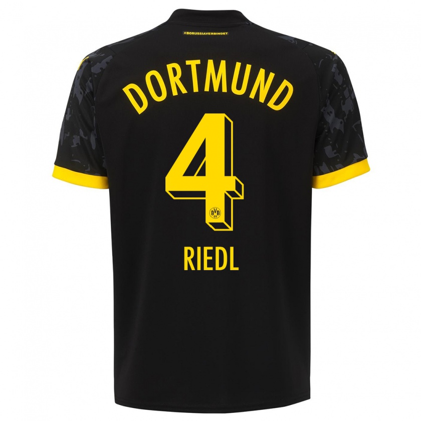 Kandiny Donna Maglia Jan-Luca Riedl #4 Nero Kit Gara Away 2023/24 Maglietta