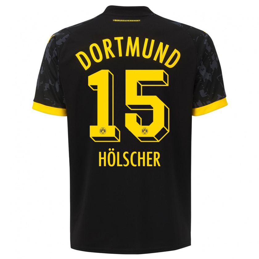 Kandiny Damen Mats Hölscher #15 Schwarz Auswärtstrikot Trikot 2023/24 T-Shirt Österreich