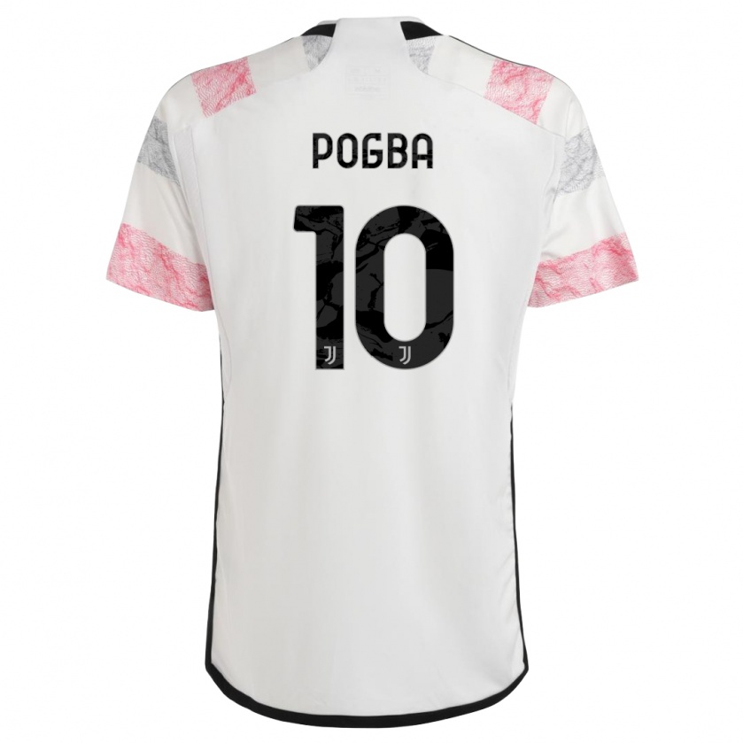 Kandiny Donna Maglia Paul Pogba #10 Bianco Rosa Kit Gara Away 2023/24 Maglietta