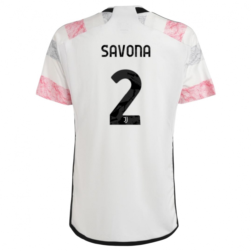 Kandiny Donna Maglia Nicolò Savona #2 Bianco Rosa Kit Gara Away 2023/24 Maglietta