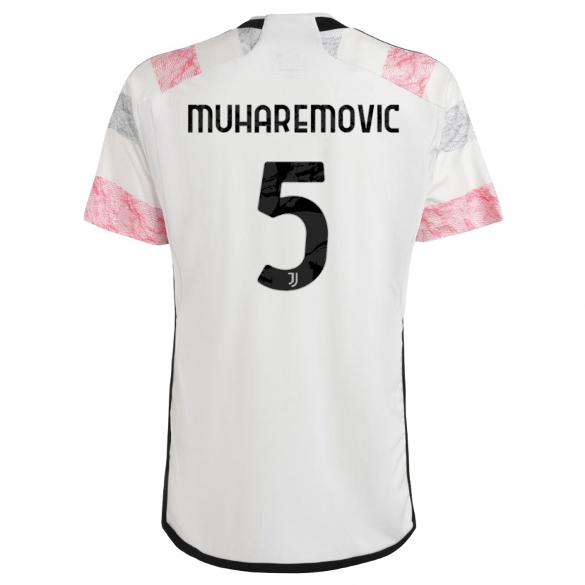 Kandiny Donna Maglia Tarik Muharemovic #5 Bianco Rosa Kit Gara Away 2023/24 Maglietta