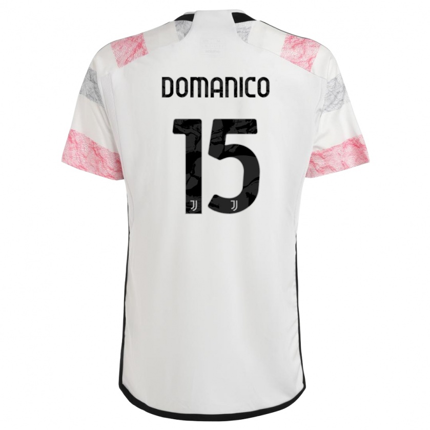 Kandiny Donna Maglia Saverio Domanico #15 Bianco Rosa Kit Gara Away 2023/24 Maglietta