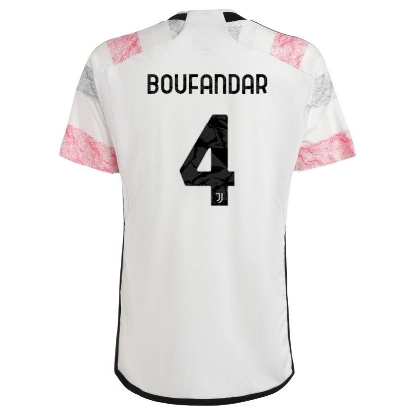 Kandiny Mujer Camiseta Adam Boufandar #4 Blanco Rosa 2ª Equipación 2023/24 La Camisa