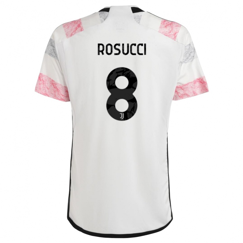 Kandiny Donna Maglia Martina Rosucci #8 Bianco Rosa Kit Gara Away 2023/24 Maglietta