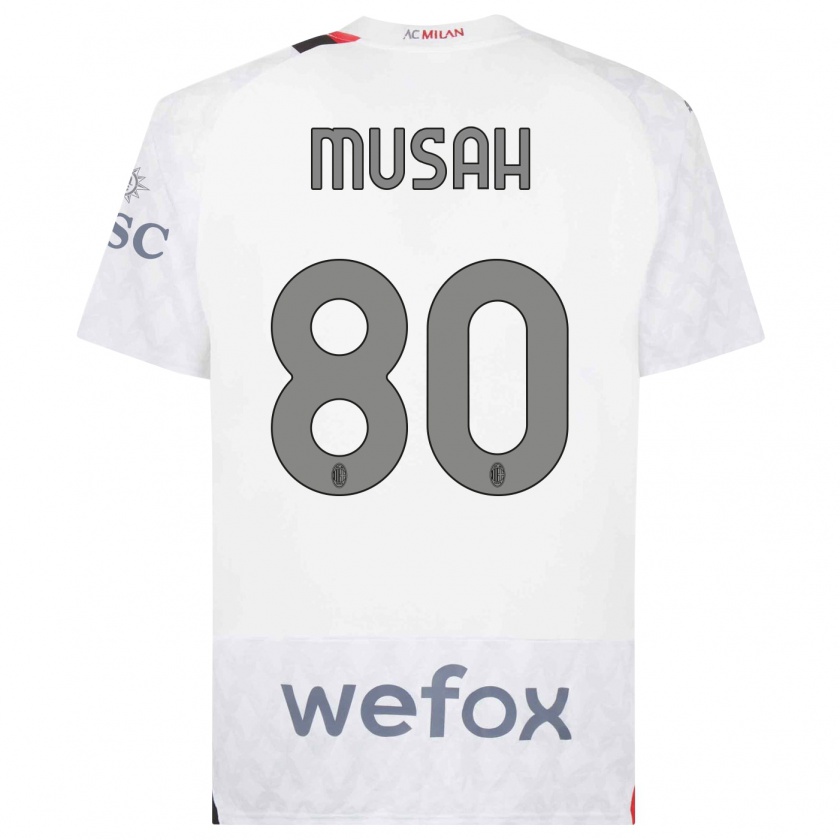 Kandiny Donna Maglia Yunus Musah #80 Bianco Kit Gara Away 2023/24 Maglietta