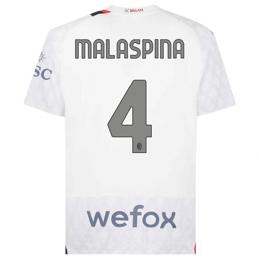 Kandiny Mujer Camiseta Mattia Malaspina #4 Blanco 2ª Equipación 2023/24 La Camisa México