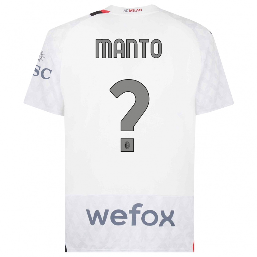 Kandiny Donna Maglia Gaetano Manto #0 Bianco Kit Gara Away 2023/24 Maglietta