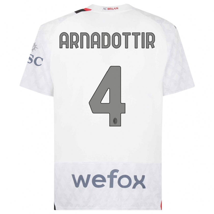 Kandiny Mujer Camiseta Guony Arnadottir #4 Blanco 2ª Equipación 2023/24 La Camisa