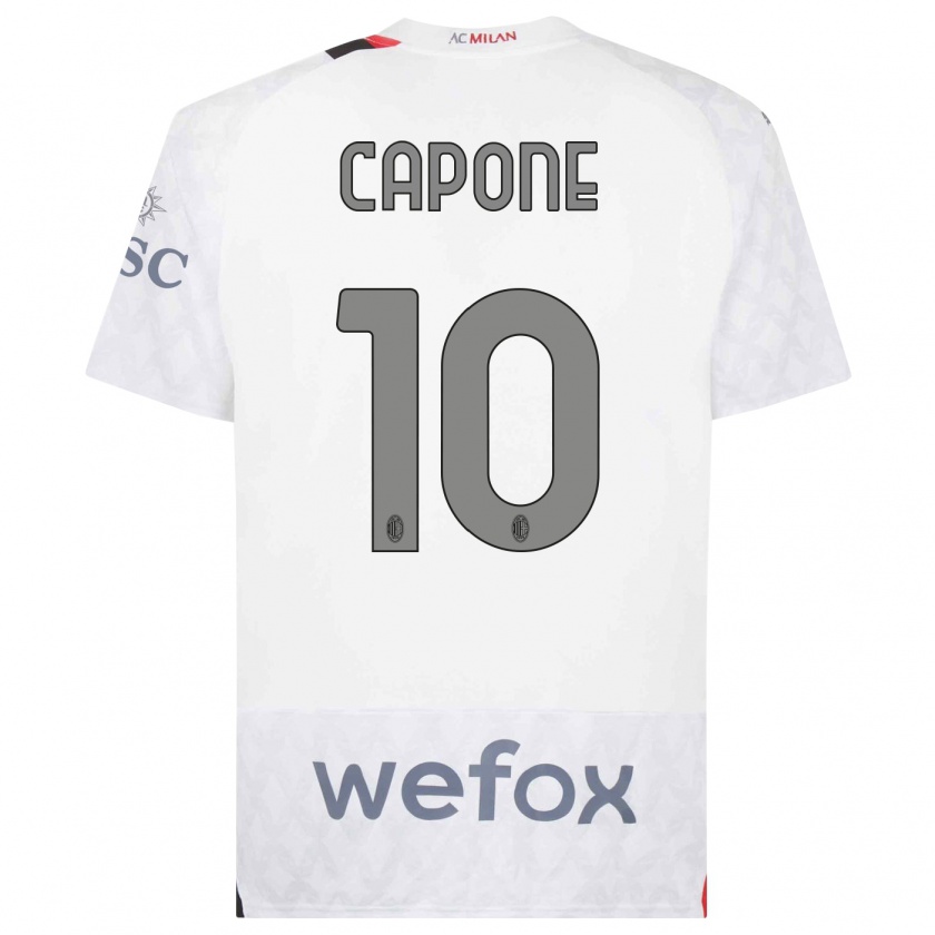 Kandiny Donna Maglia Andrea Capone #10 Bianco Kit Gara Away 2023/24 Maglietta