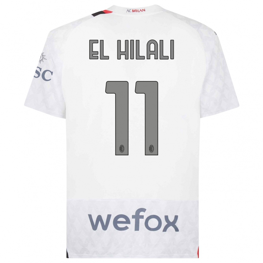 Kandiny Mujer Camiseta Youns El Hilali #11 Blanco 2ª Equipación 2023/24 La Camisa