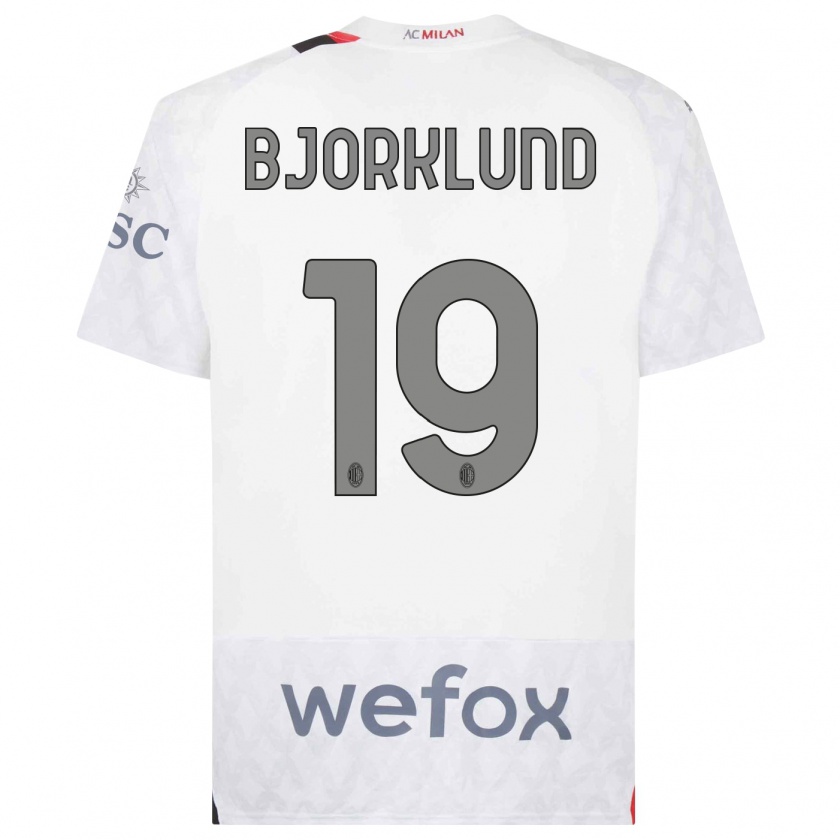 Kandiny Donna Maglia Lukas Bjorklund #19 Bianco Kit Gara Away 2023/24 Maglietta