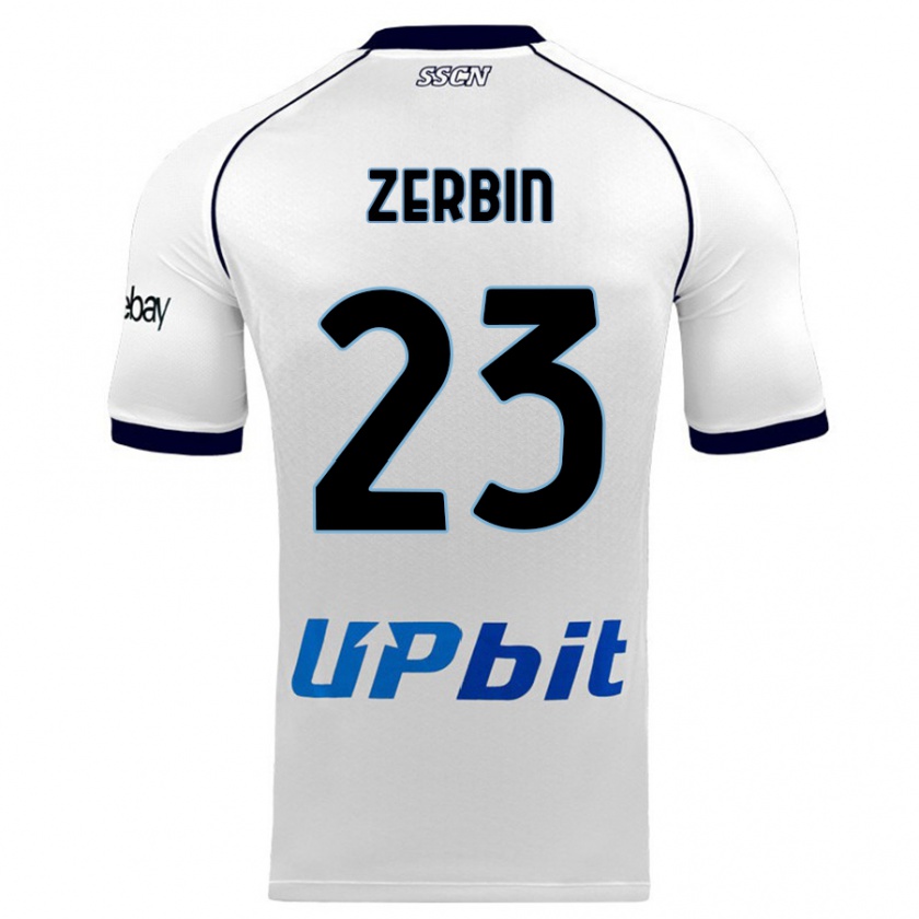 Kandiny Donna Maglia Alessio Zerbin #23 Bianco Kit Gara Away 2023/24 Maglietta