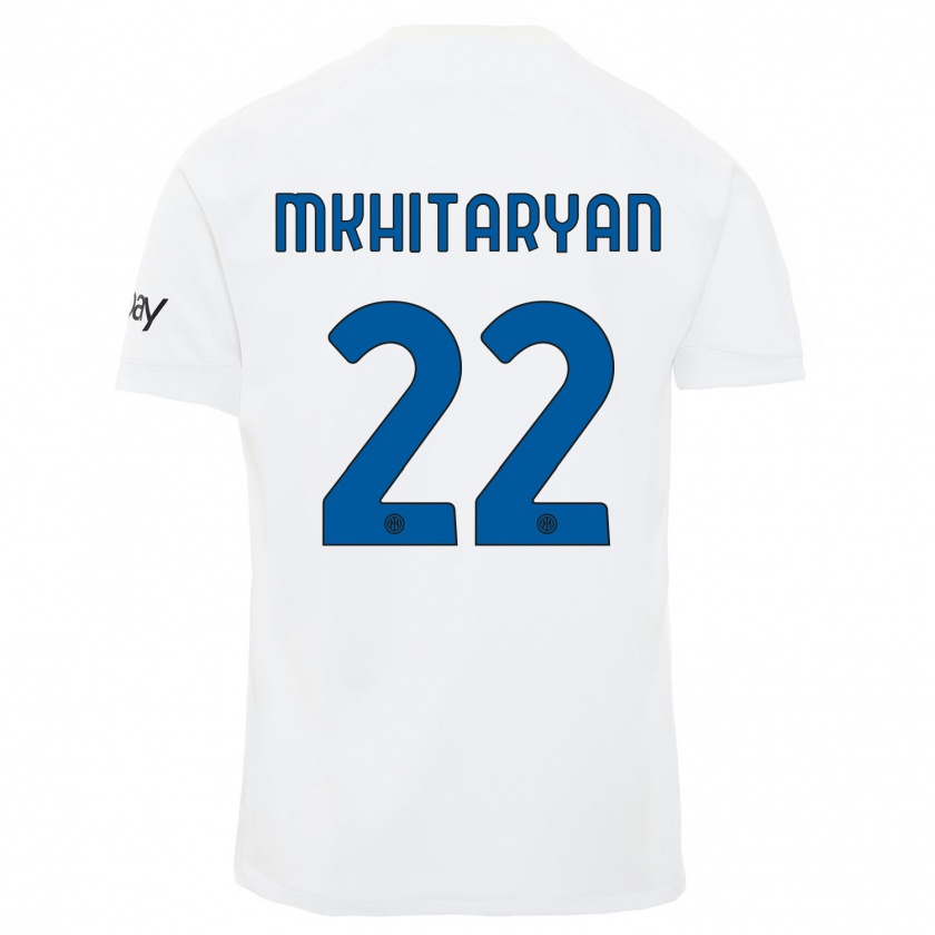 Kandiny Donna Maglia Henrikh Mkhitaryan #22 Bianco Kit Gara Away 2023/24 Maglietta